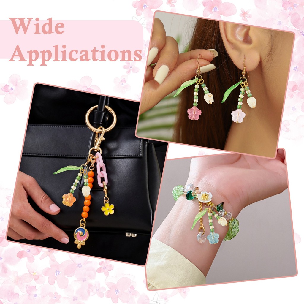 20pcs Handmade Lampwork and Acrylic Flower Pendants